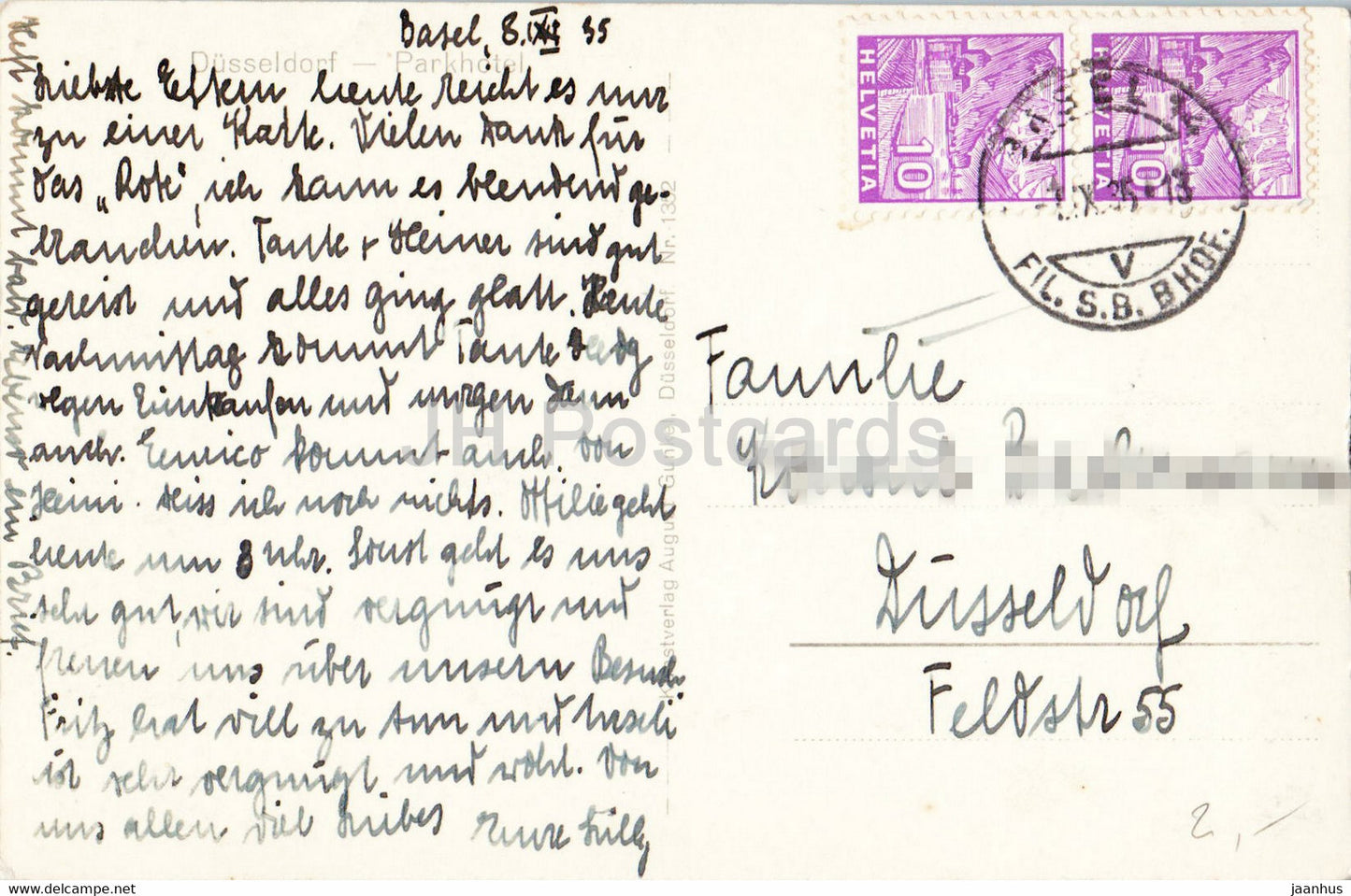 Dusseldorf - Parkhotel - hotel - old postcard - 1935 - Germany - used