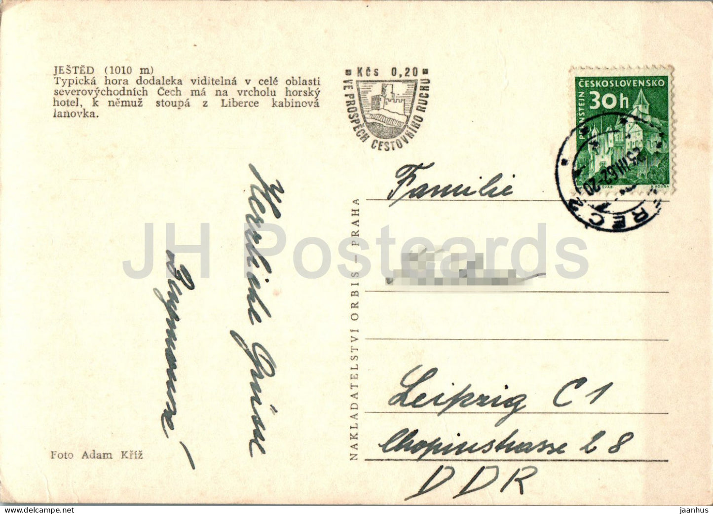 Jested - Typicka hora - horsky hotel - Typical mountain - mountain hotel - 1962 - Czech Repubic - Czechoslovakia - used