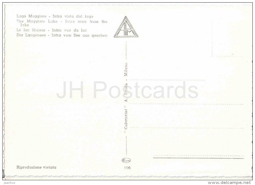 Intra Vista dal Lago - lake - Lago Maggiore - Piemonte - 196 - Italy - Italia - unused - JH Postcards