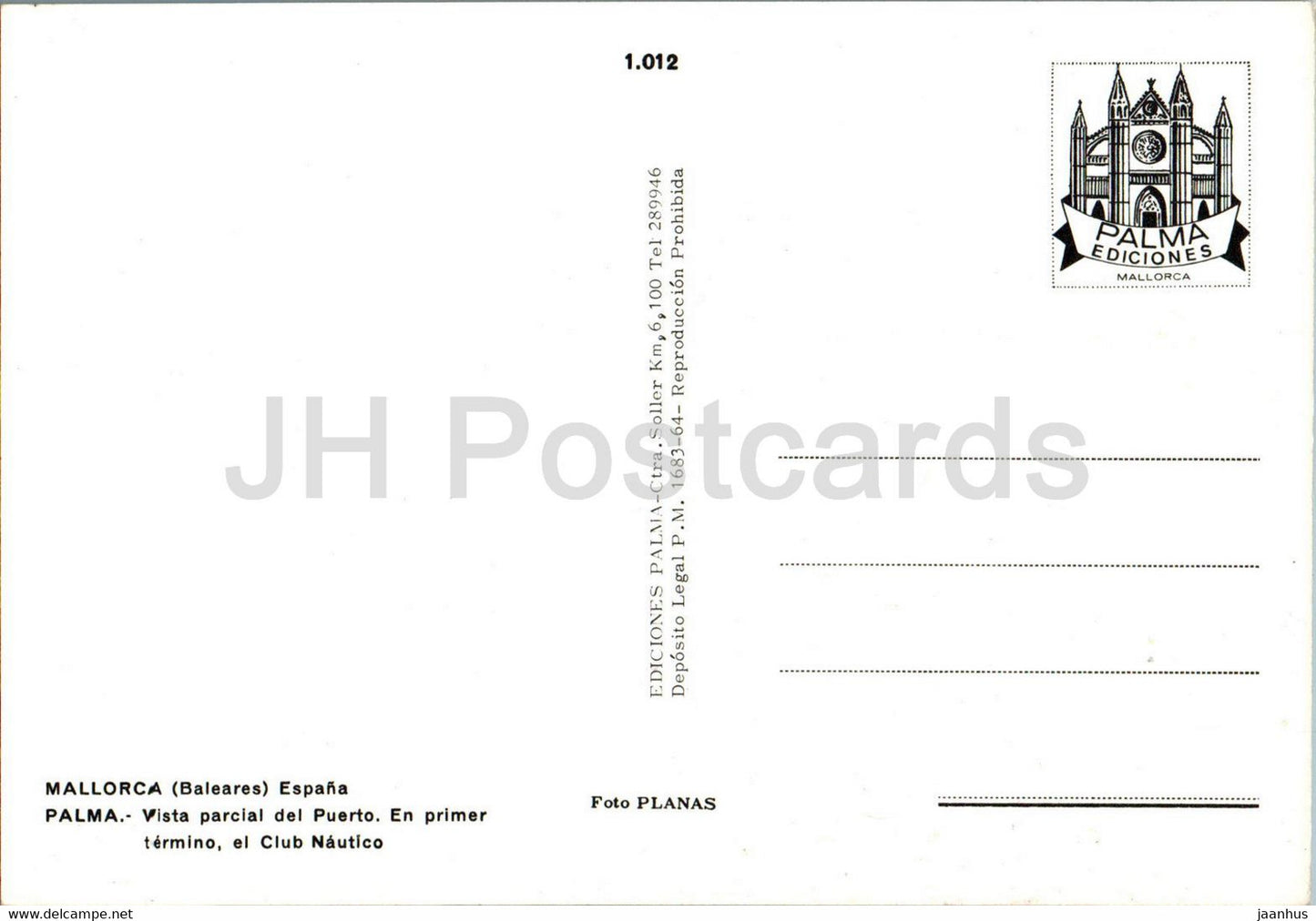 Palma - Vista Parcial del Puerto - En primer termino el Club Nautico - boat - Mallorca - 1012 - Spain - unused
