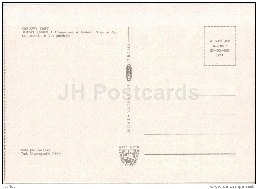 general view - Karlovy Vary - Karlsbad - spa - Czechoslovakia - Czech - unused - JH Postcards