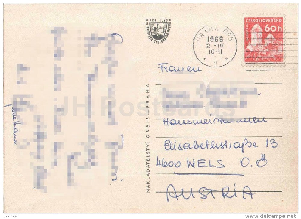 Praha - Prague - Prague Castle - Loreta - Golden Lane - summer garden - Czechoslovakia - Czech - used 1966 - JH Postcards