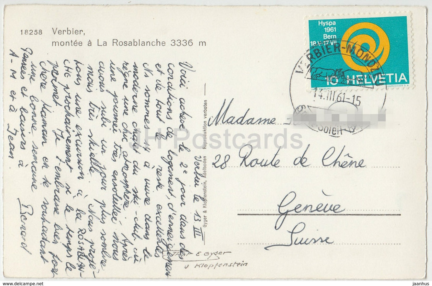 Verbier - montée à La Rosablanche 3336 m - ski - 18258 - Suisse - 1961 - occasion