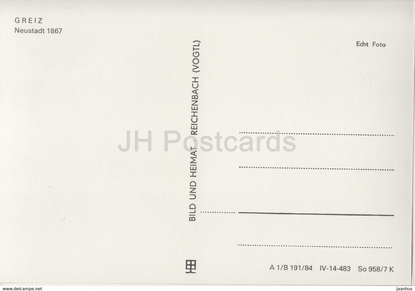 Greiz - Neustadt 1867 - Historische Fotografien - DDR Germany - unused