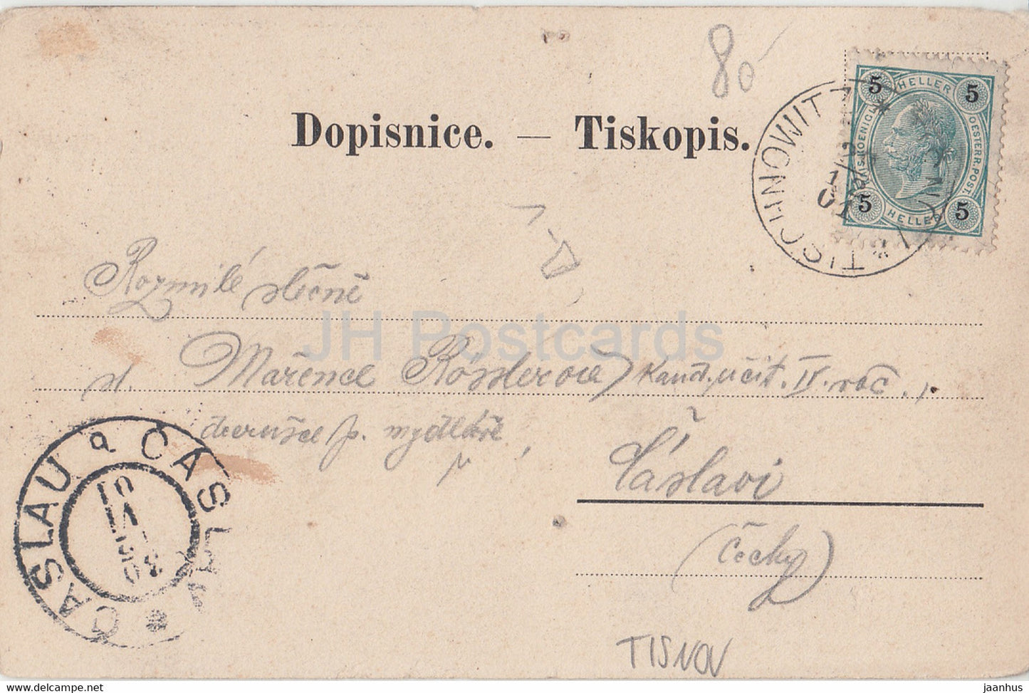 Pozdrav z Tisnova - Tisnov - alte Postkarte - 1901 - Tschechische Republik - gebraucht