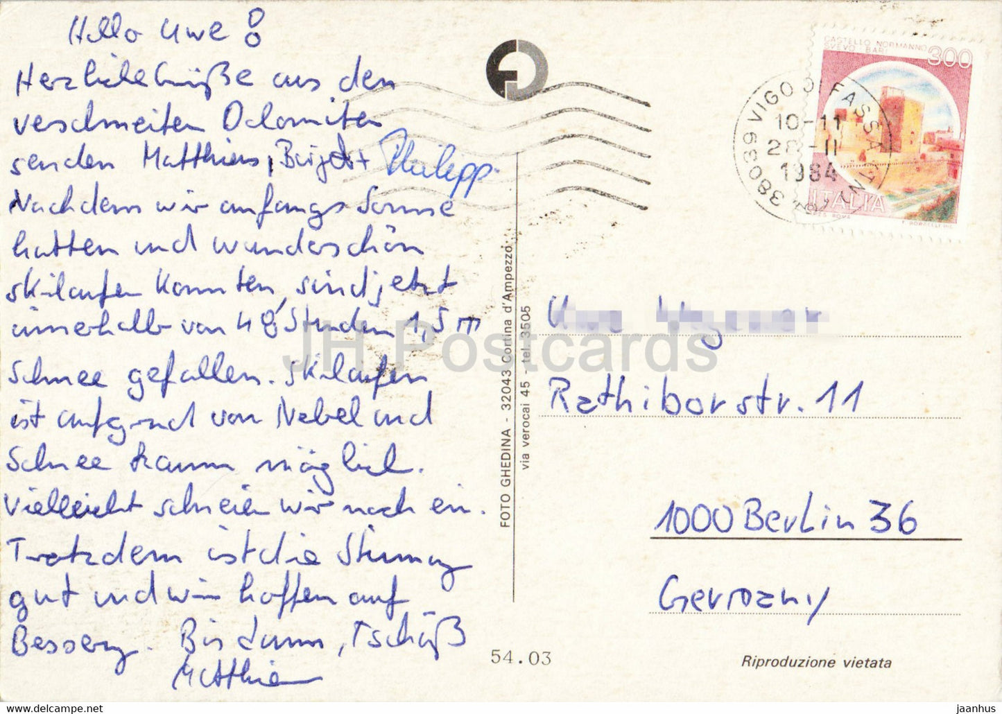 rif Campedie - Val di Fassa - alpine skiing - 1984 - Italy - used