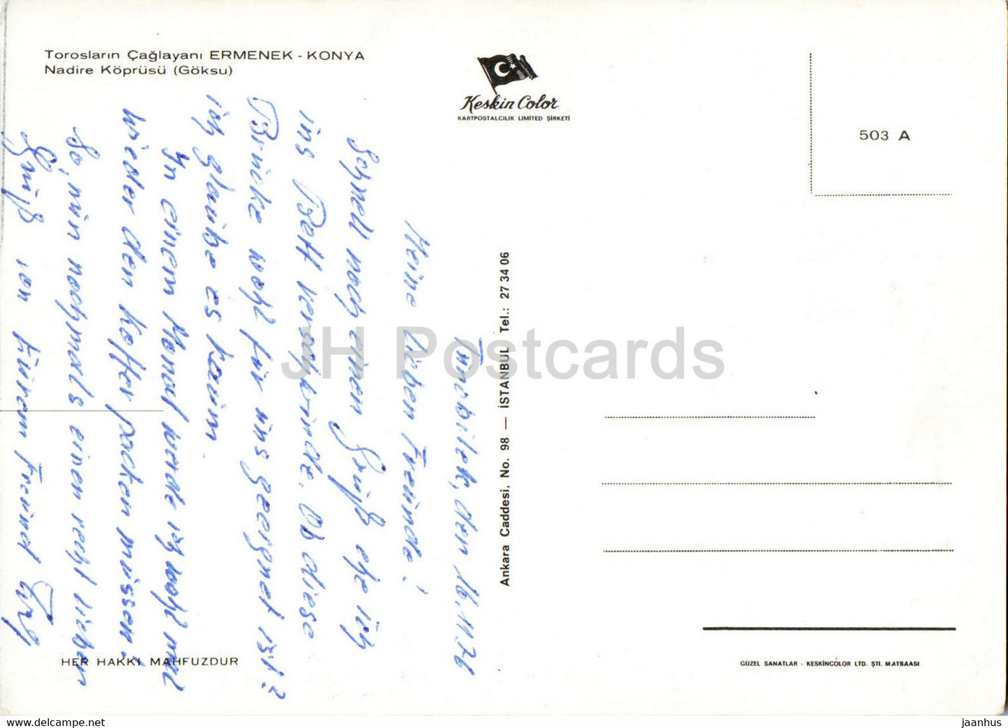 Ermenek Konya - vieux pont - Keskin - 1976 - Turquie - utilisé