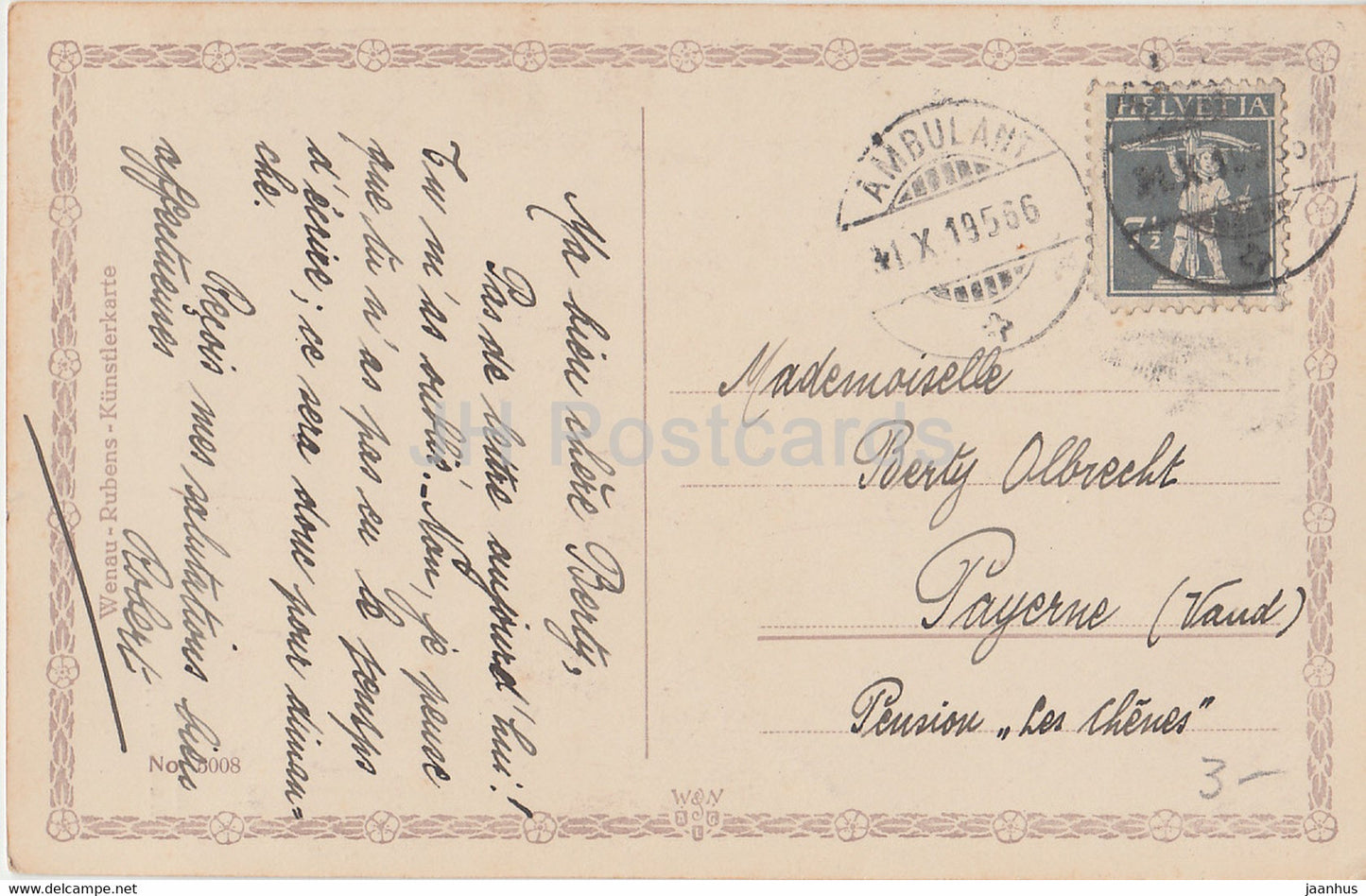 peinture de Walter Kopp - Am Park - Wenau Rubbens Kunstlerkarte - Art allemand - carte postale ancienne - 1919 - Allemagne - utilisé