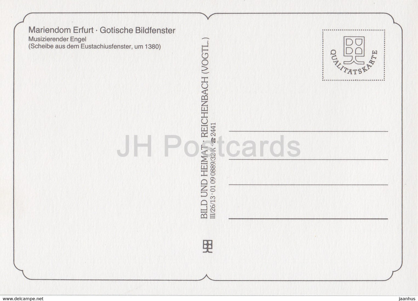 Musizierender Engel - Mariendom Erfurt - Gotische Bildfenster - cathedral - DDR Germany - unused