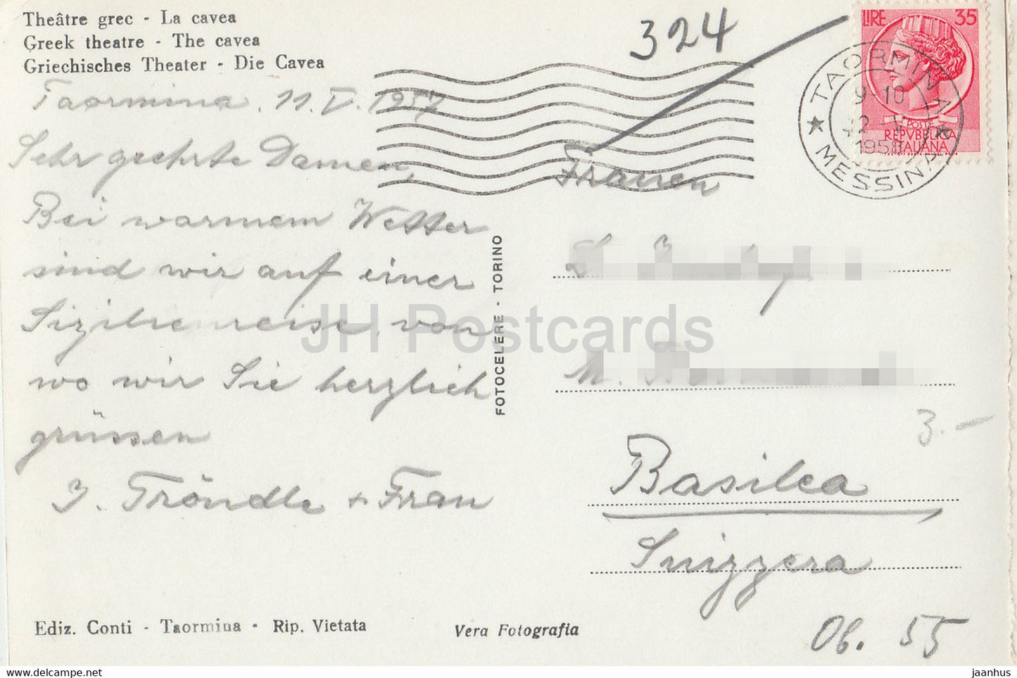 Taormina - Teatro Greco - La cavea - Greek Theatre - 1957 - old postcard - Italy - used