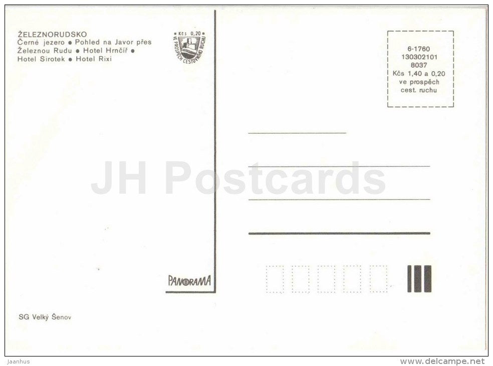 Zeleznorudsko - Cerne lake - hotel Hrncir , Sirotek , Rixi - Czech Republic - unused - JH Postcards