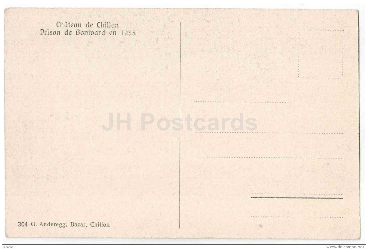 Chateau de Chillon - Prison de Bonivard en 1235 - castle - 304 - G. Anderegg - Switzerland - unused - JH Postcards