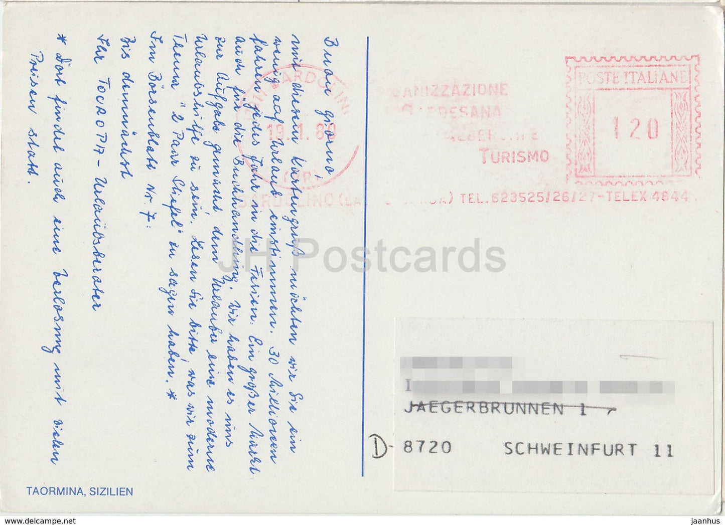 Taormina - Sicilia - carte postale sur papier fin - Italie - 1980 - occasion