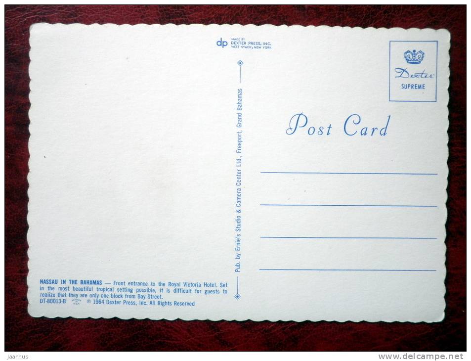 Nassau in the Bahamas - Entrance to the Royal Victoria Hotel - 1964 - Bahamas - unused - JH Postcards