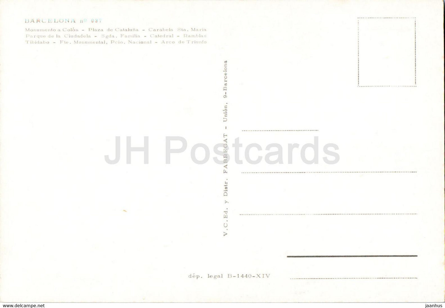 Barcelona – Monumento a Colon – Plaza de Cataluna – Carabela Sta Maria – Parque de la Ciudadela – 037 – Spanien – unbenutzt