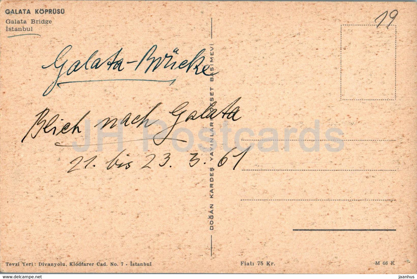 Istanbul - Galata Bridge - old postcard - 1961 - Turkey - used