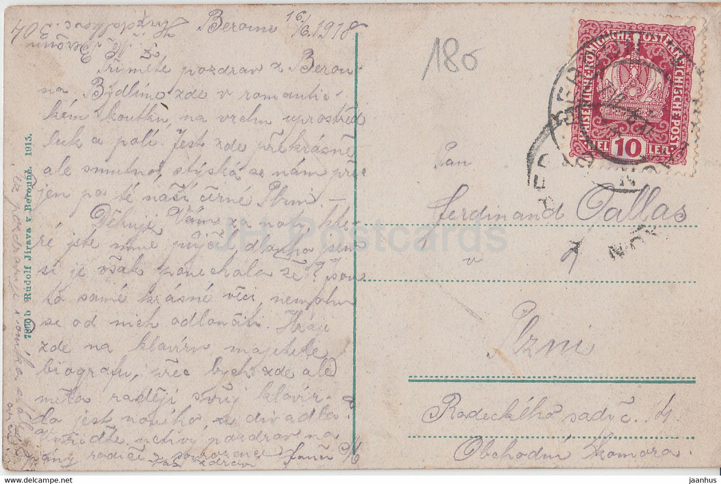 Beroun - old postcard - 1918 - Czech Republic - used