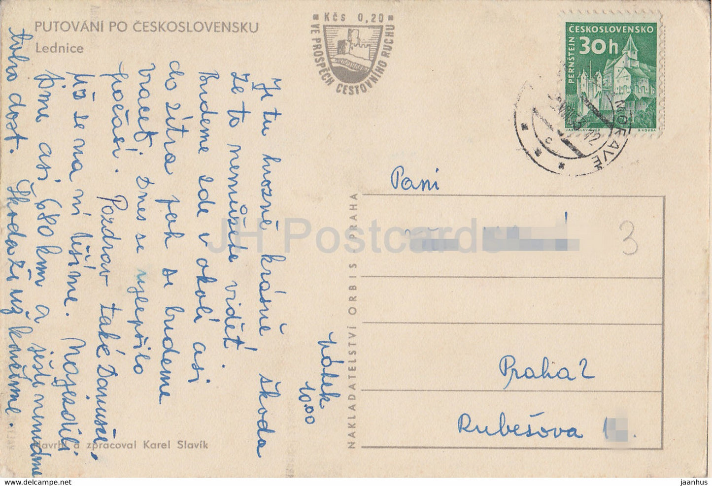 Lednice - Putovani po Seskoslovensku - Wandern durch die Tschechoslowakei - Karte - Tschechoslowakei - Tschechische Republik - gebraucht