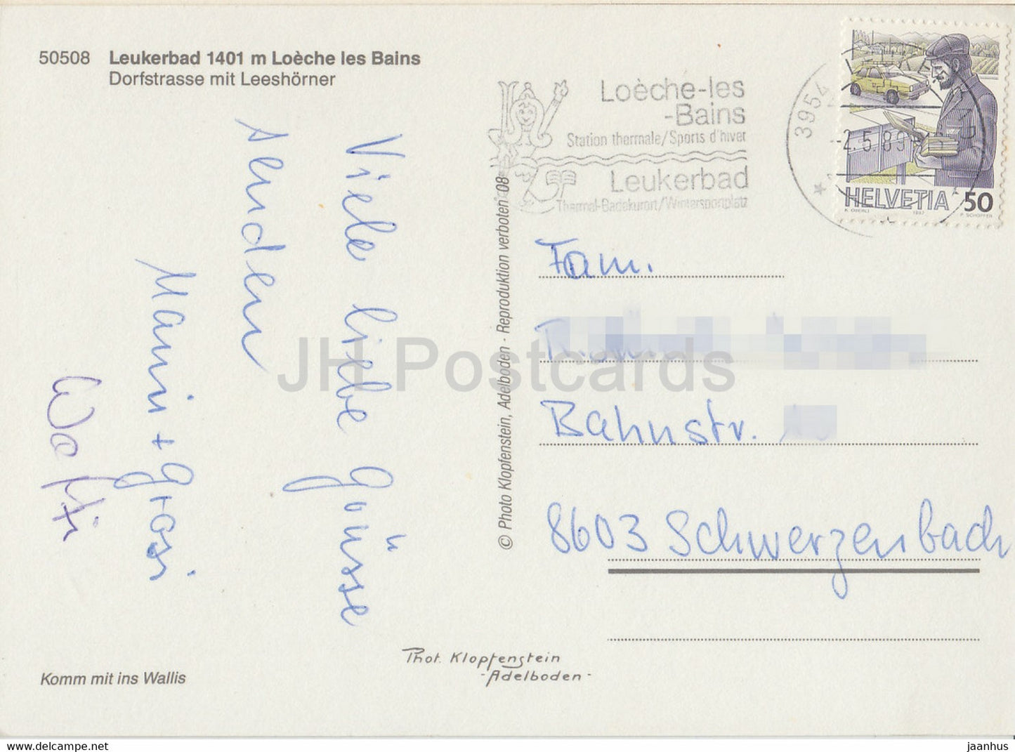 Leukerbad 1401 m - Loeche les Bains - Dorfstrasse mit Leeshorner - 50508- 1989 - Switzerland - used