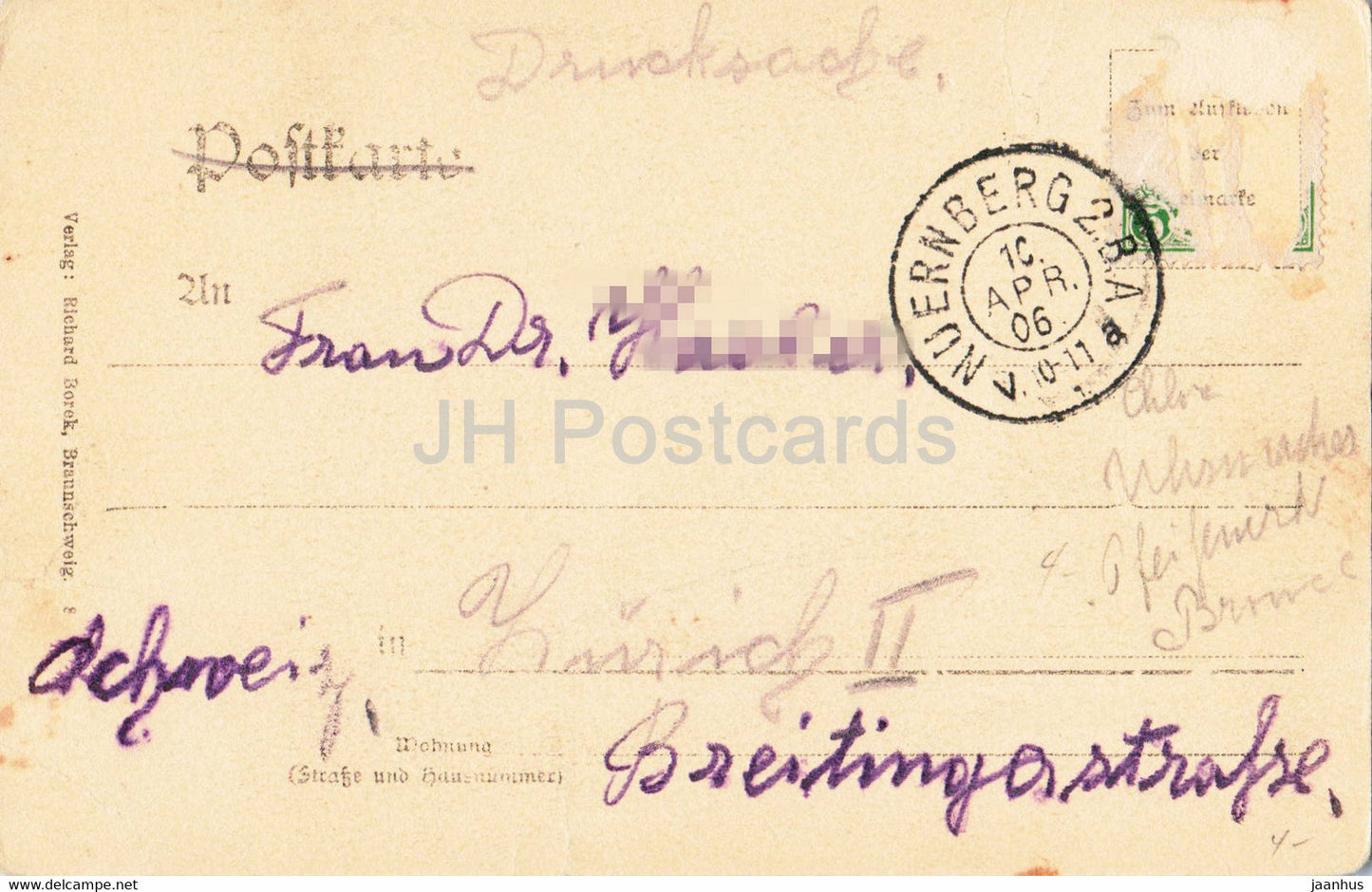 Nuremberg - Nuremberg - Burg - Heidenturm - carte postale ancienne - 1906 - Allemagne - utilisé