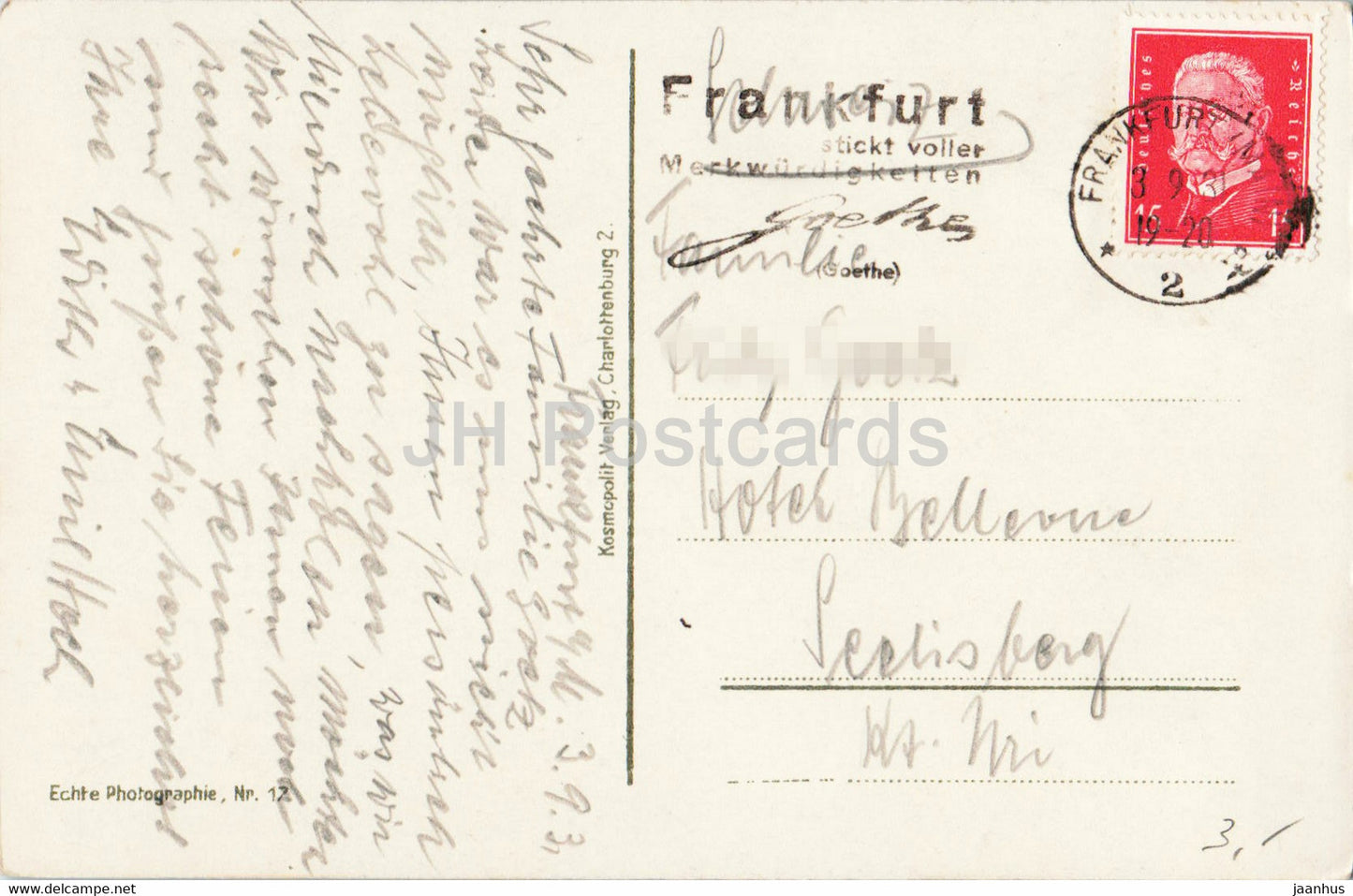 Francfort-sur-le-Main - Nicolaikirche - église - carte postale ancienne - 1931 - Allemagne - utilisé