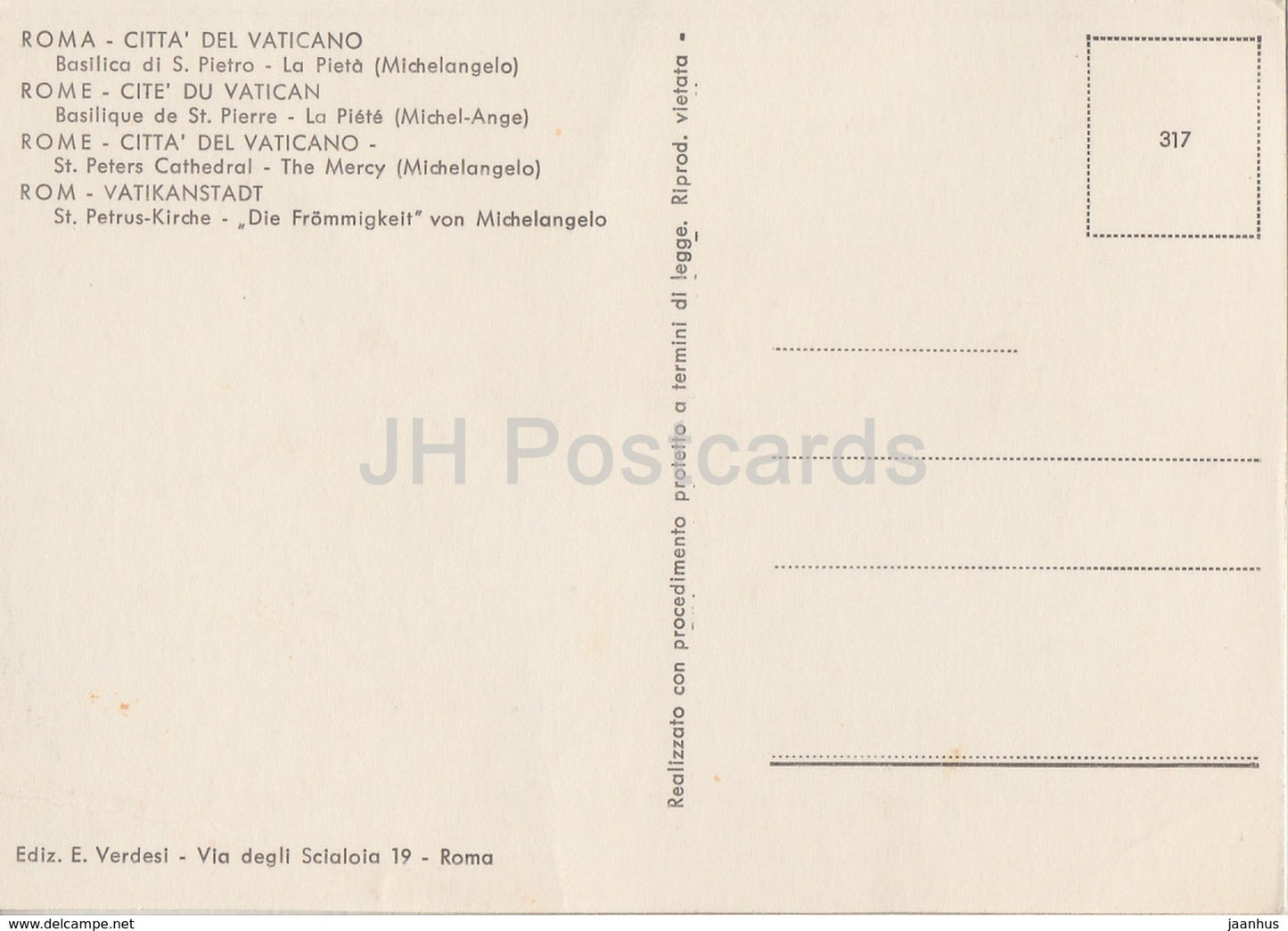 Rome - Roma - Basilica di S Pietro in Vincoli - The Mercy by Michelangelo - sculpture - Vatican - unused