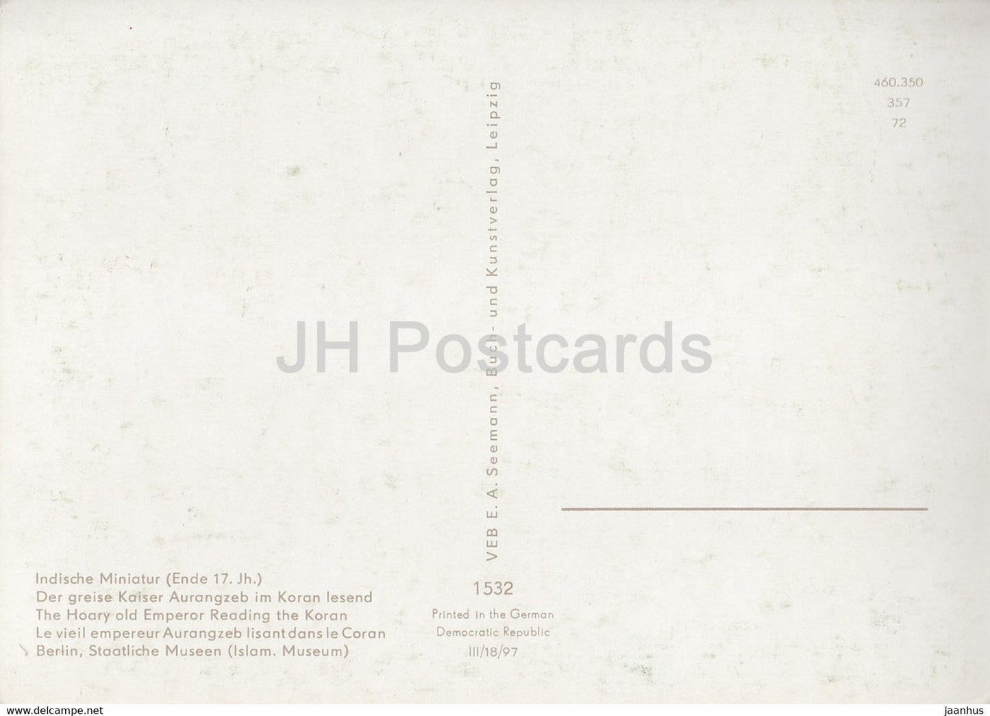 Indische Miniatur - Der greise Kaiser Aurangzeb im Koran lesend - 1532 - Indische Kunst - Deutschland DDR - unbenutzt