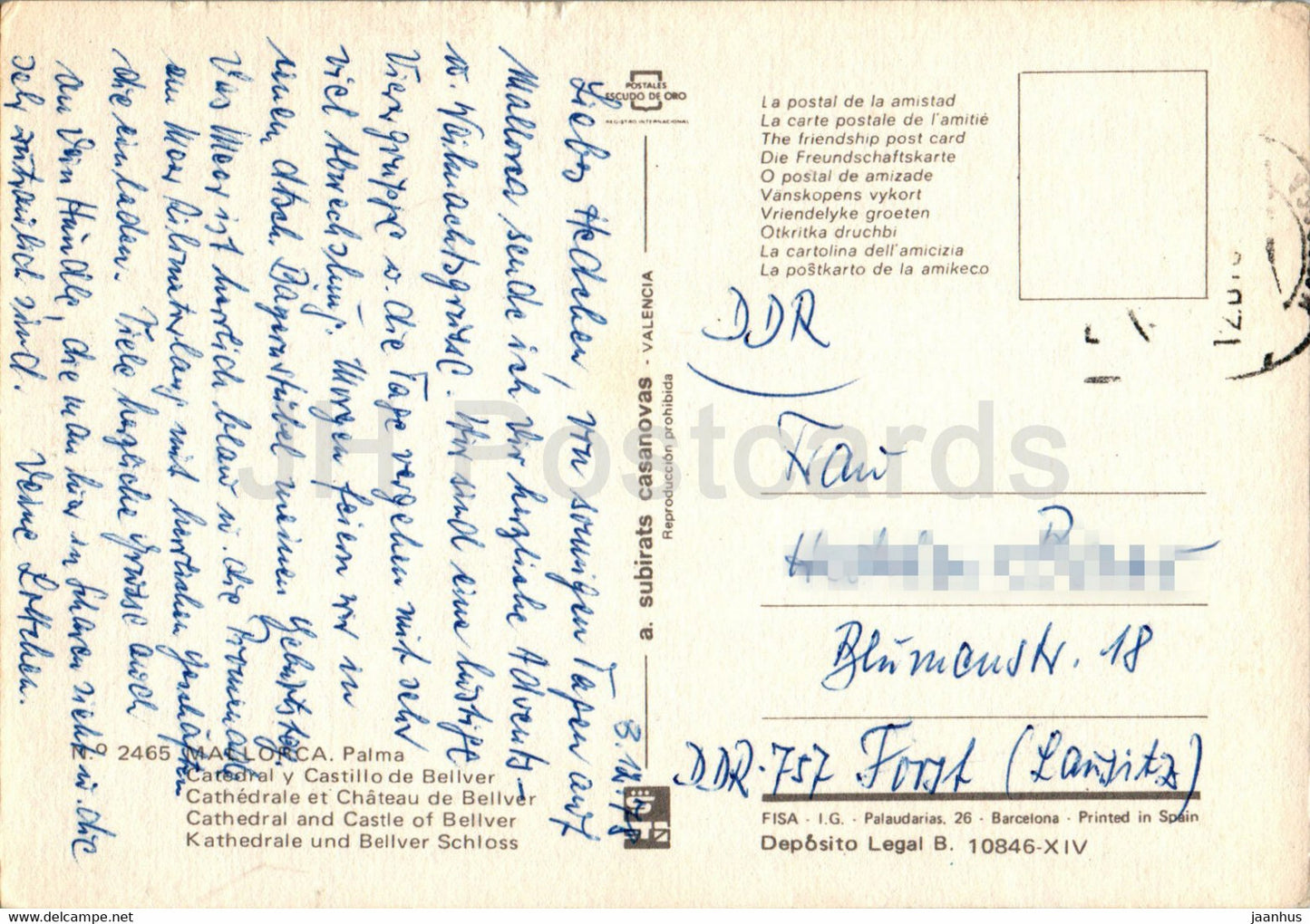 Palma de Mallorca - Catedral y Castillo de Bellver - cathedral -2465 - 1978 - Spain - used