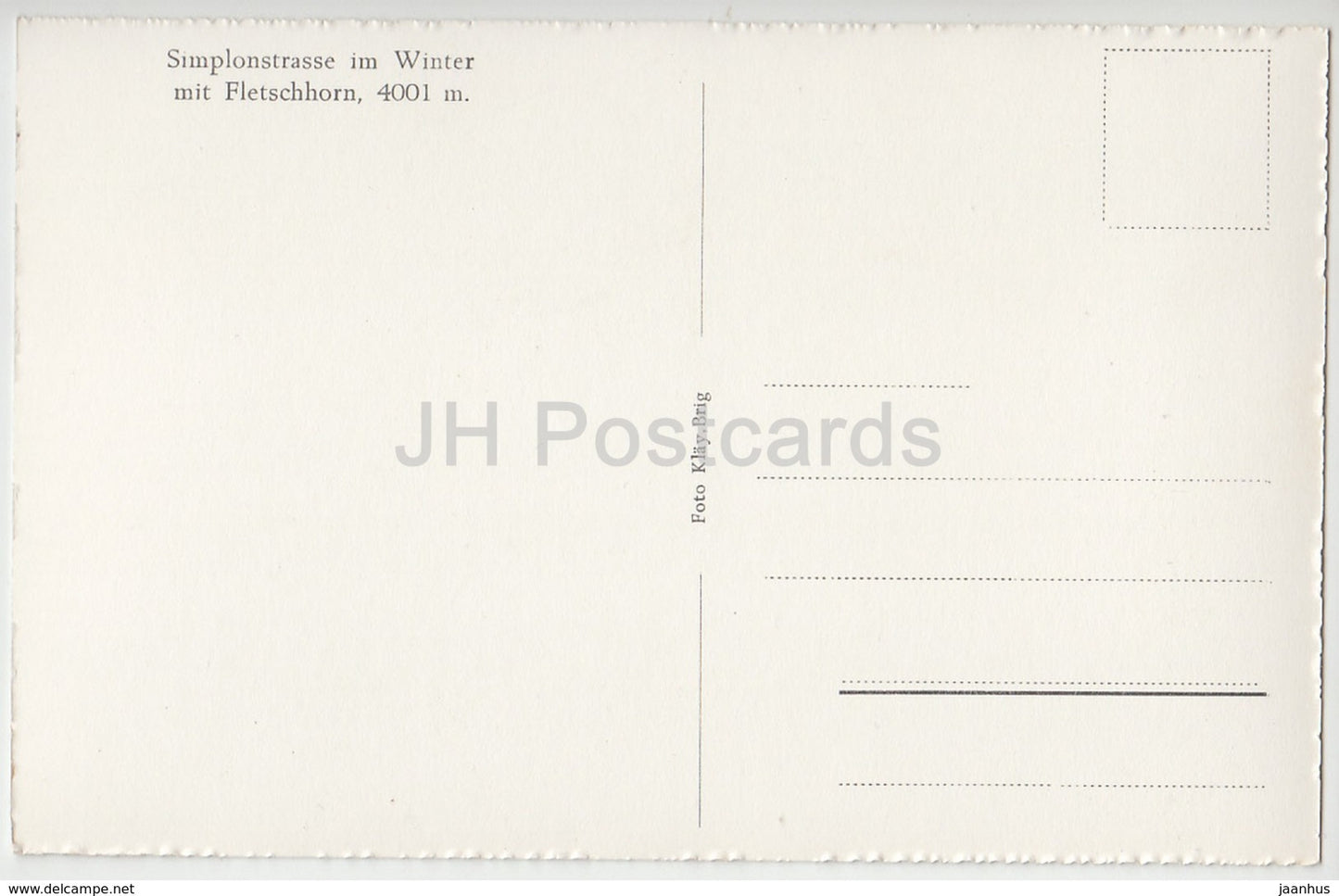 Simplonstrasse im Winter mit Fletschhorn 4001 m - Schweiz - alte Postkarte - unbenutzt