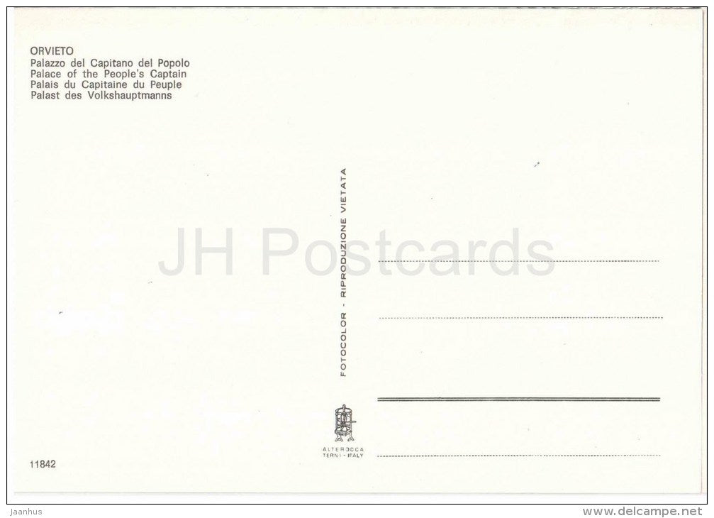 Palazzo del Capitano del Popolo - palace - Orvieto - Terni - Umbria - 11842 - Italy - Italia - unused - JH Postcards