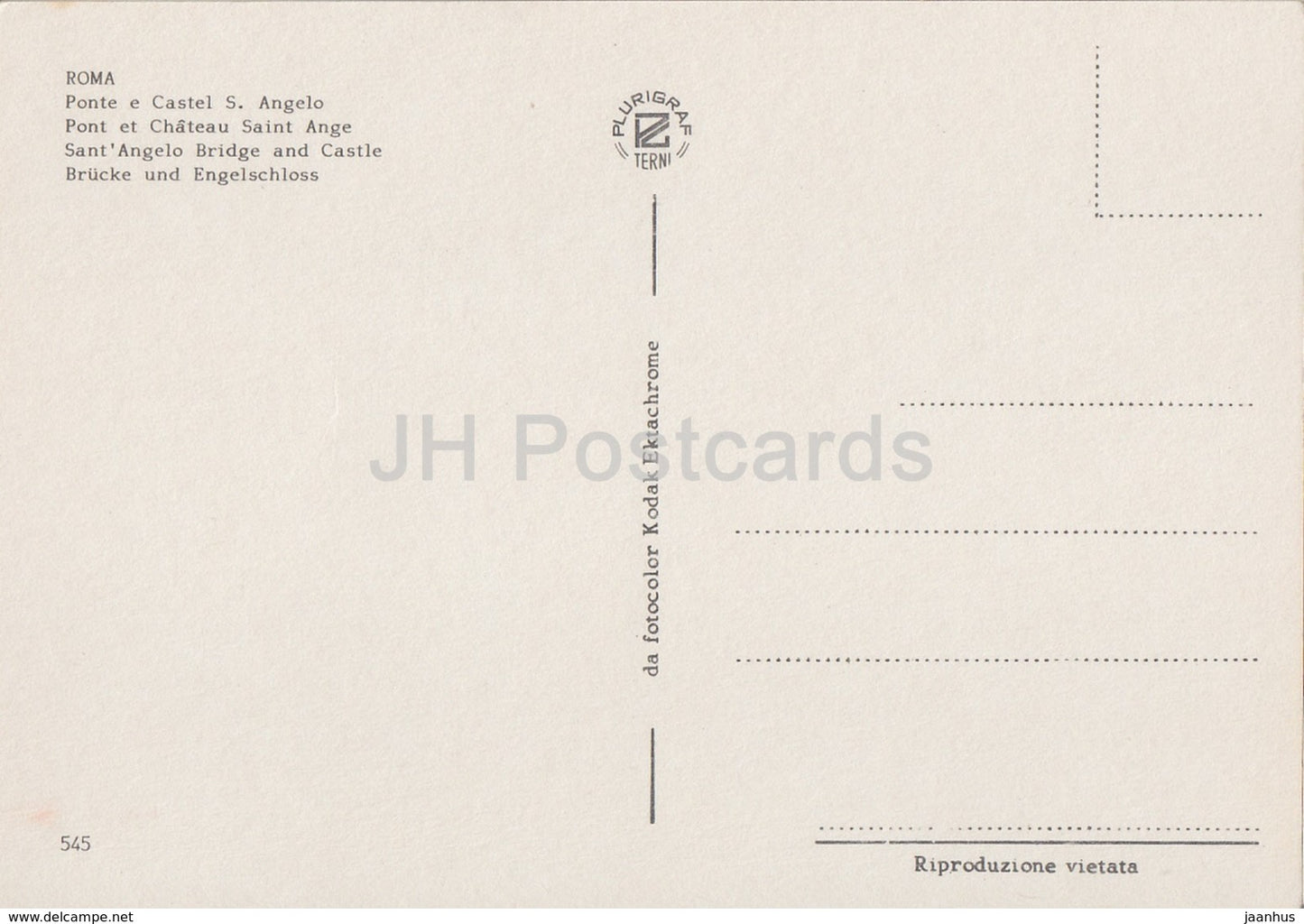 Rom - Roma - Sant'Angelo-Brücke und Burg - 545 - Italien - unbenutzt