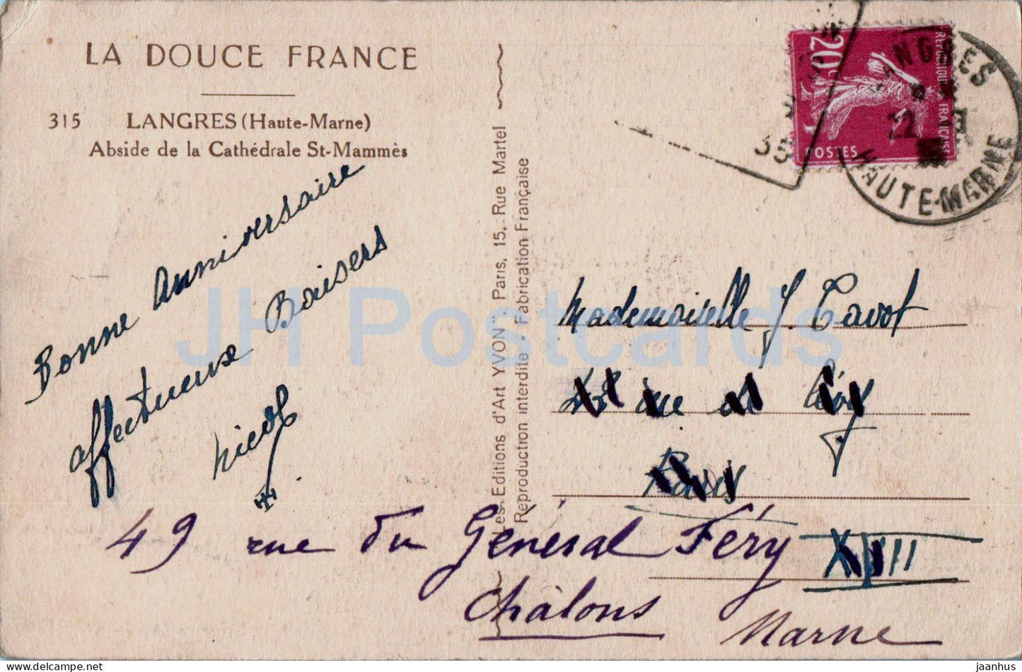 Langres - Abside de la Cathédrale St Mammes - cathédrale - 315 - carte postale ancienne - France - occasion