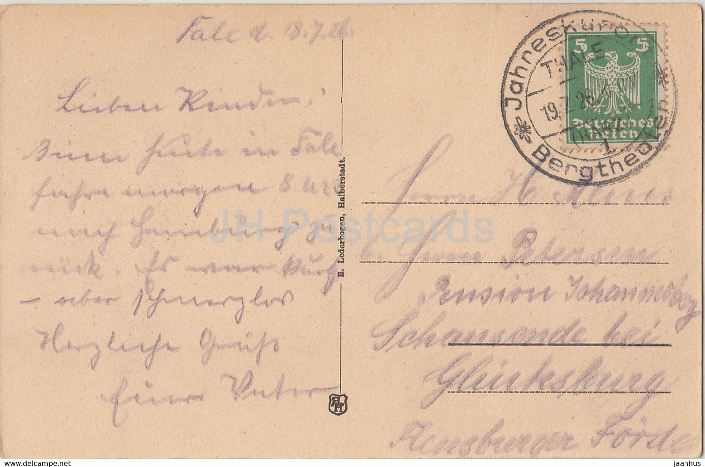 Rubeland Harz - Baumannshohle - Saulenhalle oberer Teil - old postcard - 1926 - Germany - used