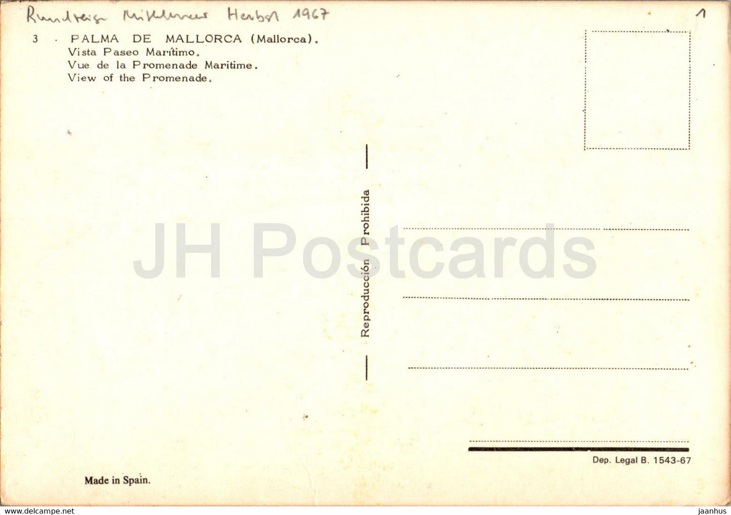 Palma de Mallorca - Vista Paseo Maritimo - promenade - 3 - 1967 - Spain - used