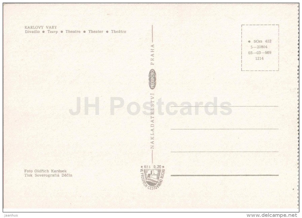Theatre - Karlovy Vary - Karlsbad - spa - Czechoslovakia - Czech - unused - JH Postcards