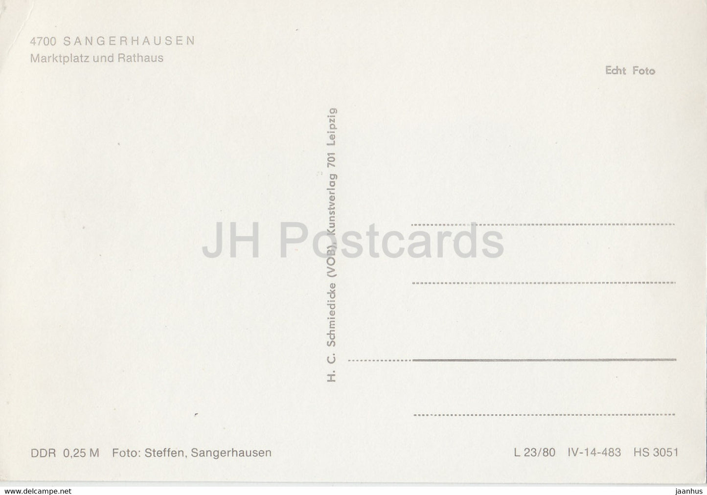 Sangerhausen - Marktplatz und Rathaus - Allemagne DDR - inutilisé