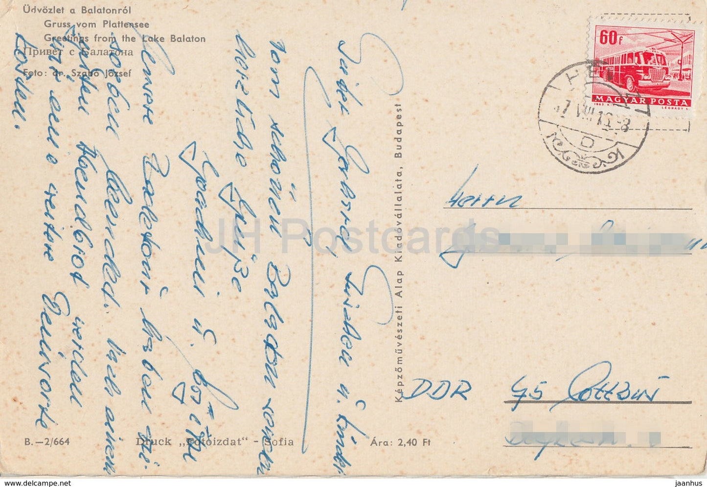 Salutations du lac Balaton - bateau à voile - Hongrie - utilisé