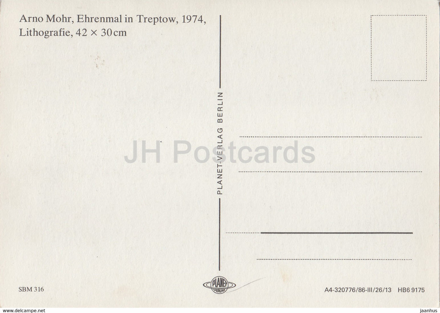 painting by Arno Mohr - Ehrenmal in Treptow - German art - Germany - unused