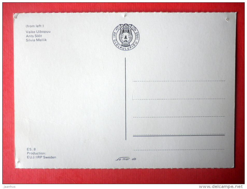 Vaike Uibopuu - Ants Sööt - Silvia Mellik - conductor - XXI Estonian Song Festival 1990 - üldlaulupidu - unused - JH Postcards