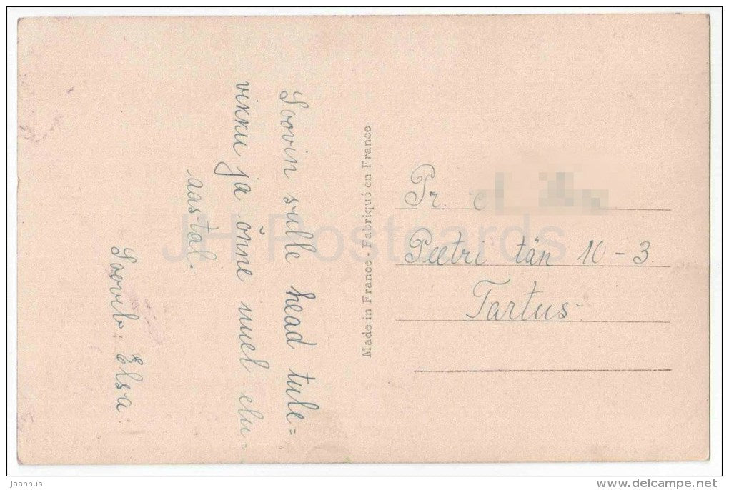 woman - lady - roses - Leo Paris 1286 - old postcard - circulated in Estonia - JH Postcards