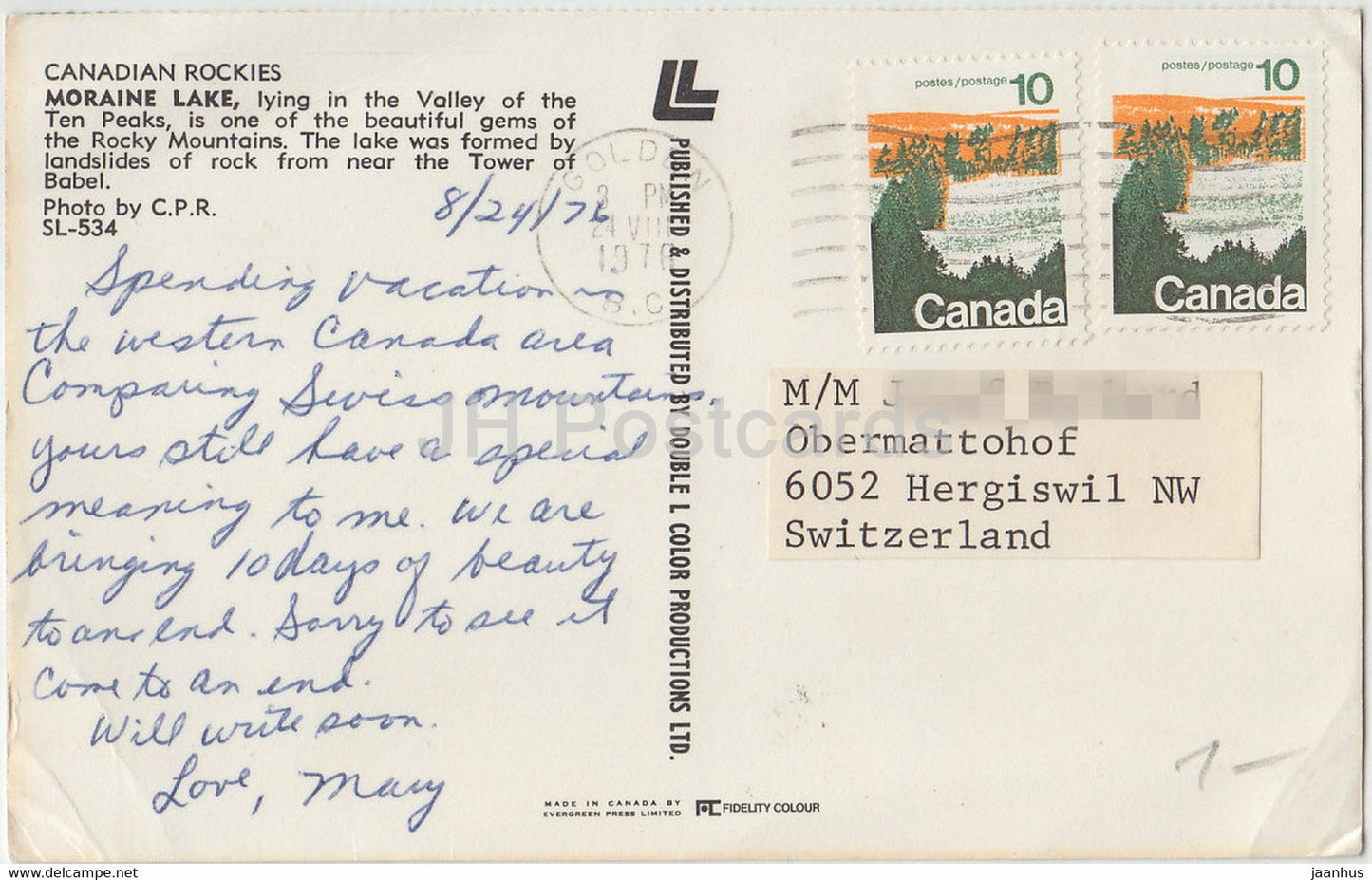 Rocheuses canadiennes - Lac Moraine - 1976 - Canada - utilisé