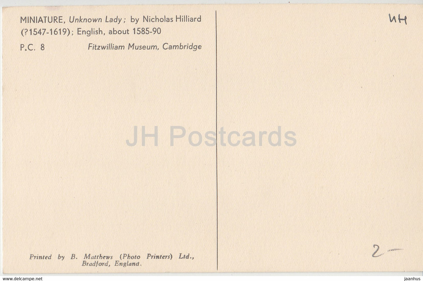 peinture de Nicholas Hilliard - Unknown Lady - Art anglais - carte postale ancienne - Royaume-Uni - inutilisé