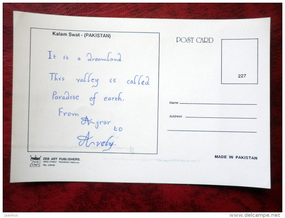 Kalam Swat - valley - Pakistan - used - JH Postcards