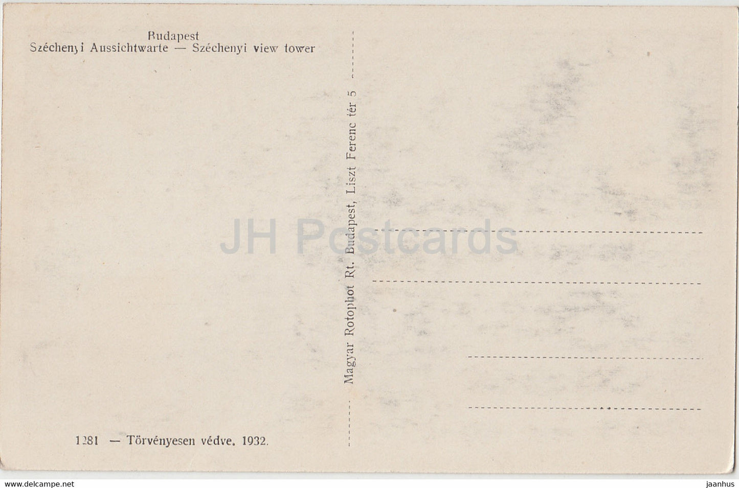 Budapest - Svabhegy Szechenyi enlek - kilato - Szechenyi monument - old postcard - 1932 - Hungary - unused