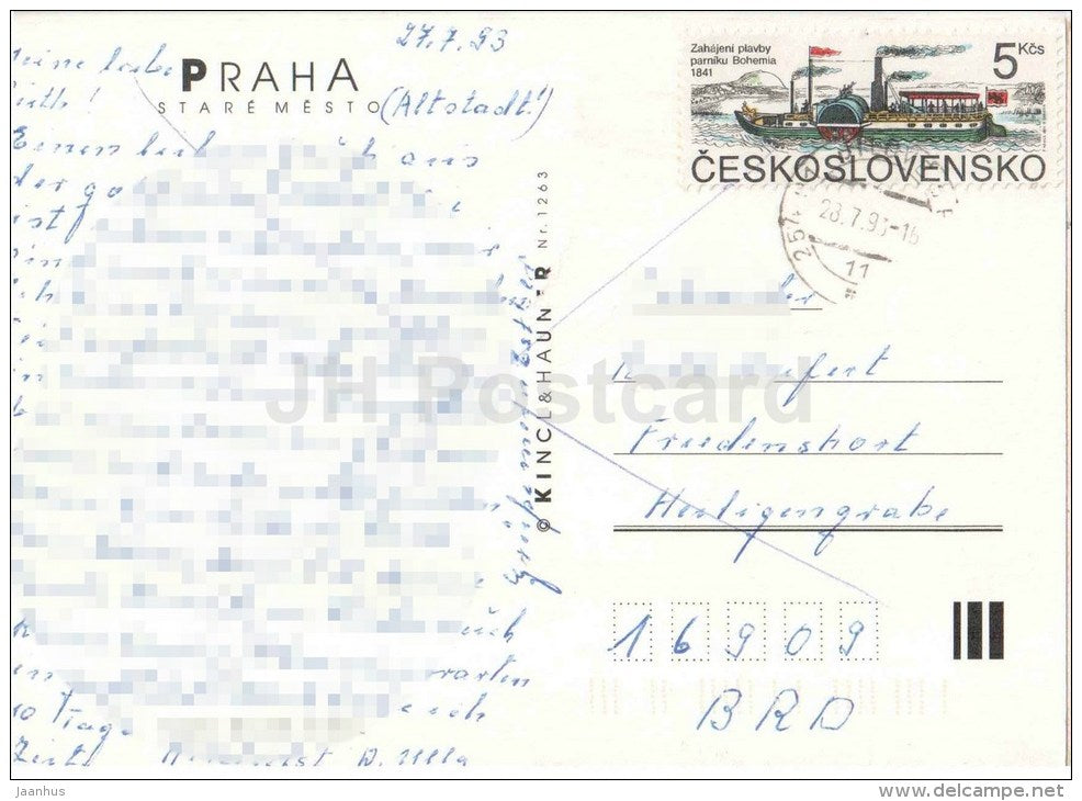 Praha - Prague - Stare Mesto - Czech Republic - used 1993 - JH Postcards