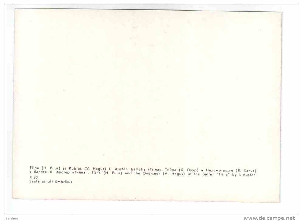 Tiina and Overseer (V. Hagus) in the ballet Tiina - Helmi Puur ballerina - ballet - 1979 - Estonia USSR - unused - JH Postcards