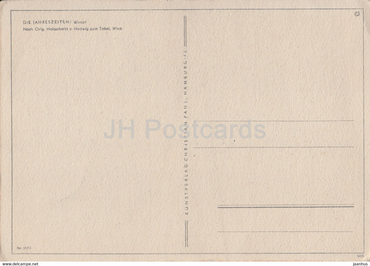 painting by Hedwig zum Tobel - Die Jahreszeiten - Winter - Austrian art - Germany - unused