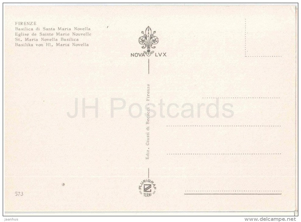 Basilica di Santa Maria Novella - Firenze - Toscana - 573 - Italia - Italy - unused - JH Postcards