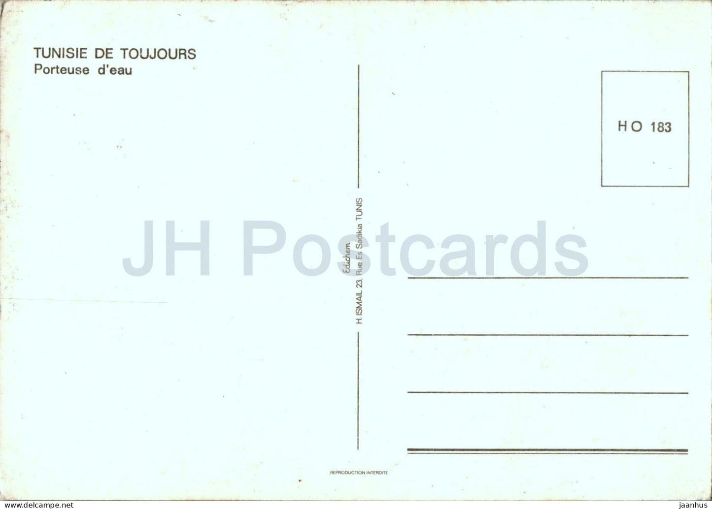 Tunisie de Toujours - Porteuse d'eau - porte-eau - 183 - Tunisie - inutilisé