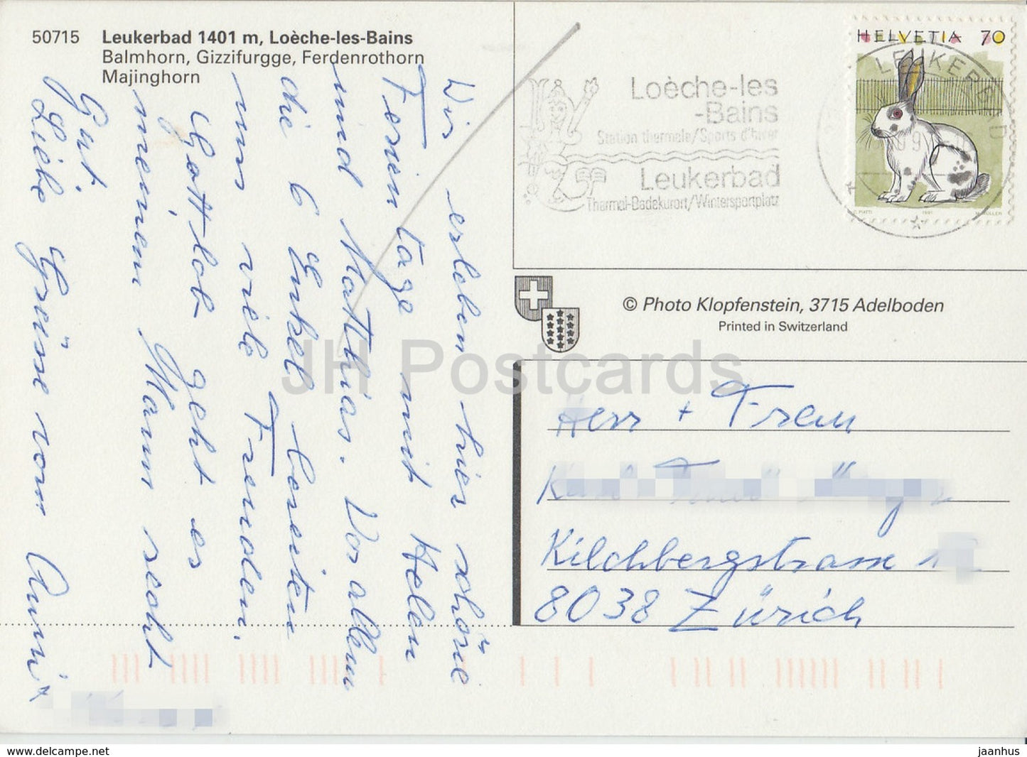 Leukerbad 1401 m - Loeche les Bains - Balmhorn - Gizzifurgge - Ferdenrothorn - 50715 - 1997 - Switzerland - used